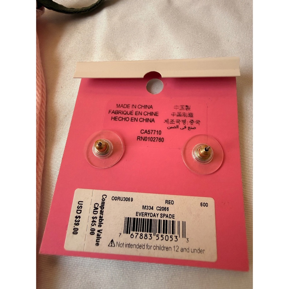 Kate Spade New York Everyday Spade Red Enamel Heart Stud Earrings - Picture 3 of 3